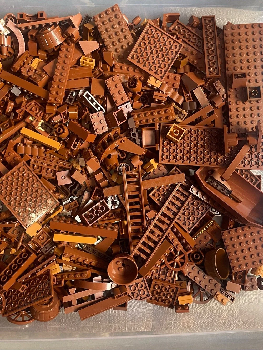 3+ Pounds Brown Lego Pieces, Assorted Pieces